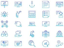 SEO Search Engine Optimization Line Gradient Icon pictogram symbol visual illustration Set vector