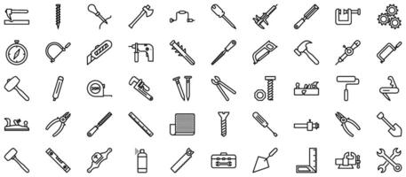 Hand Tools Line Icon pictogram symbol visual illustration Set vector