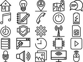 teléfono y tableta línea pictograma símbolo visual ilustración conjunto vector