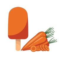 Carrot Ice Cream. Sweet delicious frozen summer dessert. For sticker and t shirt design, posters, logos, labels, banners, manu, product packaging design, etc. illustration vector
