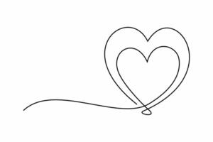 Romantic symbol of two hearts become one. Continuous hand drawing of two hearts icon. vector