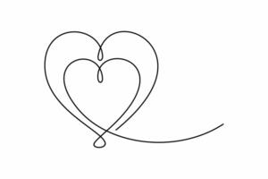 romántico símbolo de dos corazones volverse uno. continuo mano dibujo de dos corazones icono. vector