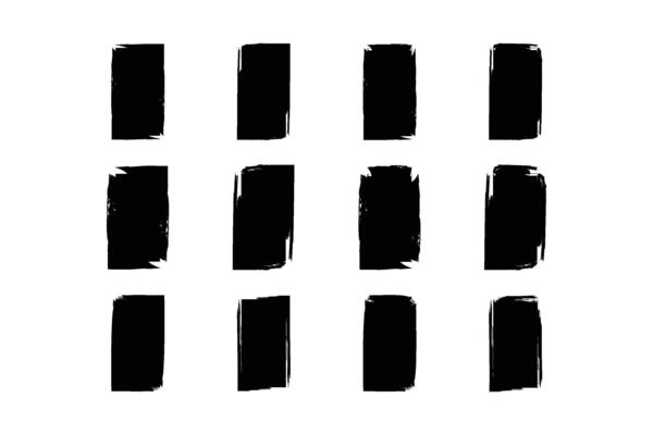 Vertical Rectangle Shape Glyph grunge shape Brush stroke pictogram symbol visual illustration Set
