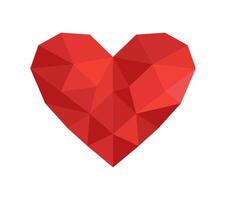 Low poly heart shape. Three dimentional heart . vector