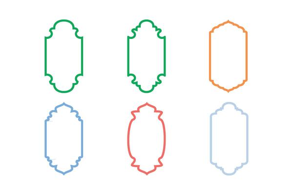 Islamic Vertical Frame Design Thin Line silhouettes Design pictogram symbol visual illustration Colerful
