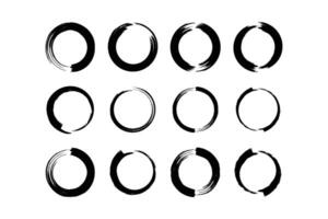circulo forma negrita grunge forma cepillo carrera pictograma símbolo visual ilustración conjunto vector