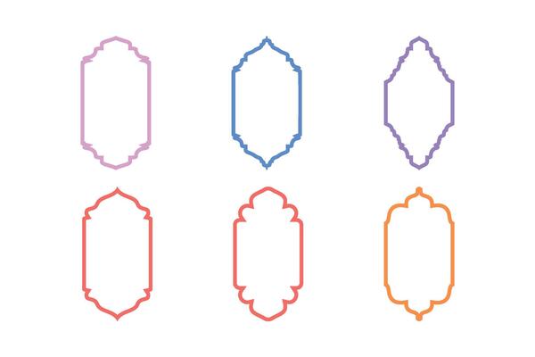 Islamic Vertical Frame Design Thin Line silhouettes Design pictogram symbol visual illustration Colerful