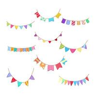 birthday flags set cartoon illustration vector