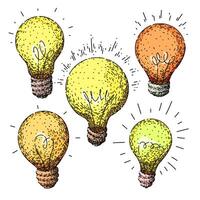 bulb set sketch hand drawn vector