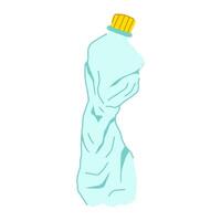 squashed crumpled plastic bottle cartoon illustration vector