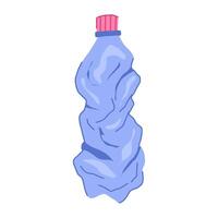 recycle crumpled plastic bottle cartoon illustration vector