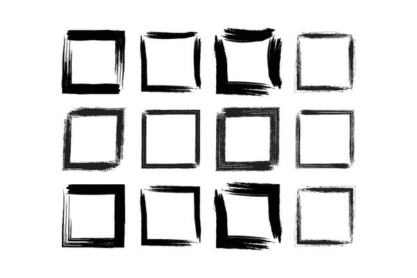 Square Shape Bold Line grunge shape Brush stroke pictogram symbol visual illustration Set