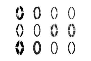 vertical oval forma negrita línea grunge forma cepillo carrera pictograma símbolo visual ilustración conjunto vector