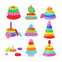 pyramid toy set cartoon illustration vector