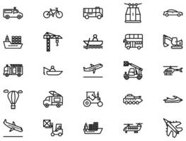 Transportation line icon pictogram symbol visual illustration Set vector