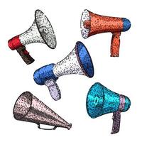 megaphone set sketch hand drawn vector