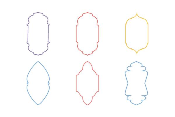 Islamic Vertical Frame Design Thin Line silhouettes Design pictogram symbol visual illustration Colerful