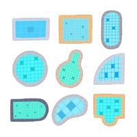 top view pool set cartoon illustration vector