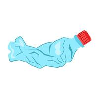 environment crumpled plastic bottle cartoon illustration vector
