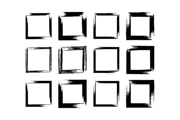 Square Shape Bold Line grunge shape Brush stroke pictogram symbol visual illustration Set