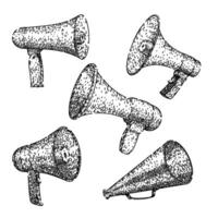 megaphone set sketch hand drawn vector