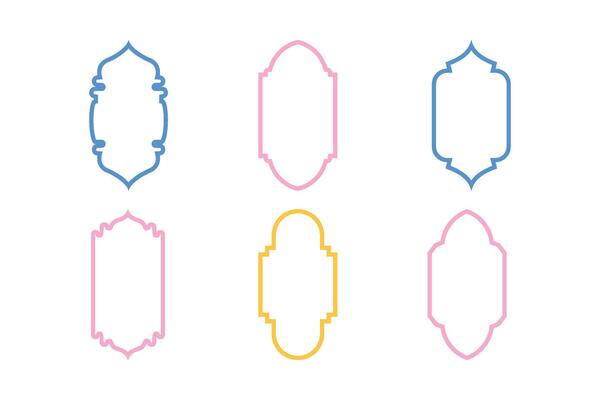 Islamic Vertical Frame Design Thin Line silhouettes Design pictogram symbol visual illustration Colerful