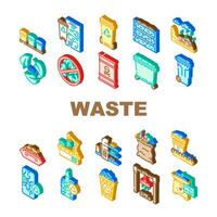 residuos clasificación basura el plastico íconos conjunto vector