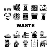 waste sorting garbage plastic icons set vector