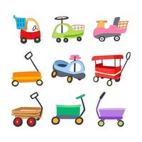 cart toy set cartoon illustration vector