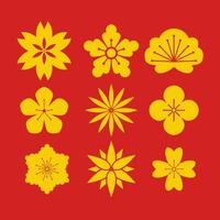 chino flor conjunto dibujos animados ilustración vector