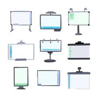 electronic whiteboard set cartoon illustration vector