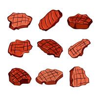 steak grill set cartoon illustration vector