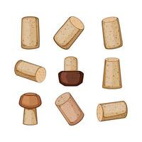 wine cork bottle set cartoon illustration vector