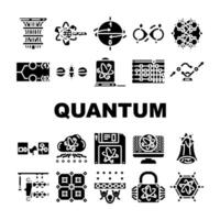 quantum technology data network icons set vector