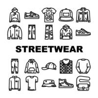 ropa de calle paño urbano estilo íconos conjunto vector