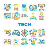 tech enthusiast reality virtual icons set vector