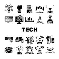 tech enthusiast reality virtual icons set vector