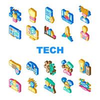 tech enthusiast reality virtual icons set vector