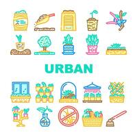 urban gardening agriculture icons set vector