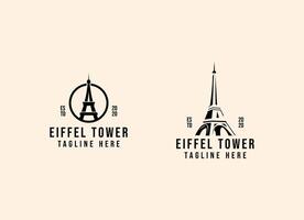 Eiffel tower in paris logo design. Paris and eiffel tower logo vector