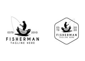 Fisherman, fishing icon logo design template. vector
