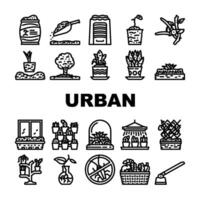 urban gardening agriculture icons set vector