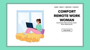 productividad comodidad remoto trabajo mujer vector