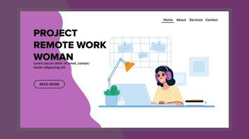 digital project remote work woman vector