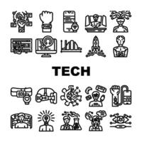 tech enthusiast reality virtual icons set vector