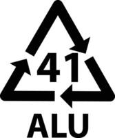 Aluminium recycling symbol ALU 41 icon. metals recycling code ALU 41 sign. flat style. vector