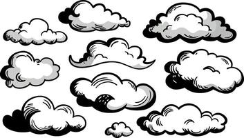 conjunto de ilustración de nubes vector