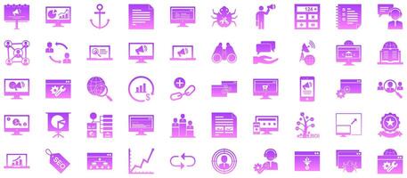 SEO Search Engine Optimization Glyph Gradient Icon pictogram symbol visual illustration Set vector