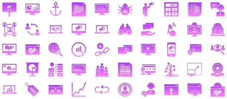 SEO Search Engine Optimization Glyph Gradient Icon pictogram symbol visual illustration Set vector