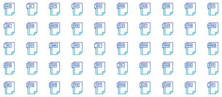 File Formats Line Gradient Icon pictogram symbol visual illustration Set vector